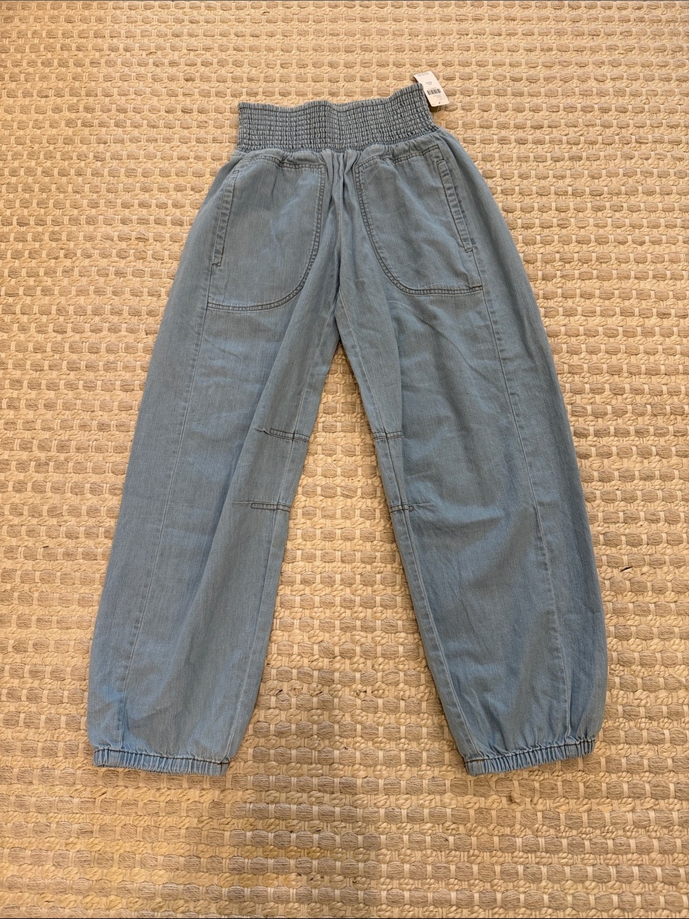 Anthropologie Light Blue Jogger Pants with Smocked Waist sz xxs